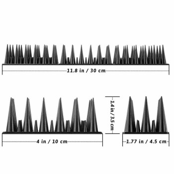 Eco-Friendly Anti-Pigeon & Cat Deterrent Humane Bird & Cat Control Adjustable for Ledges & Fences 30cm Heavy-Duty Plastic Bird Spikes (20PCS)