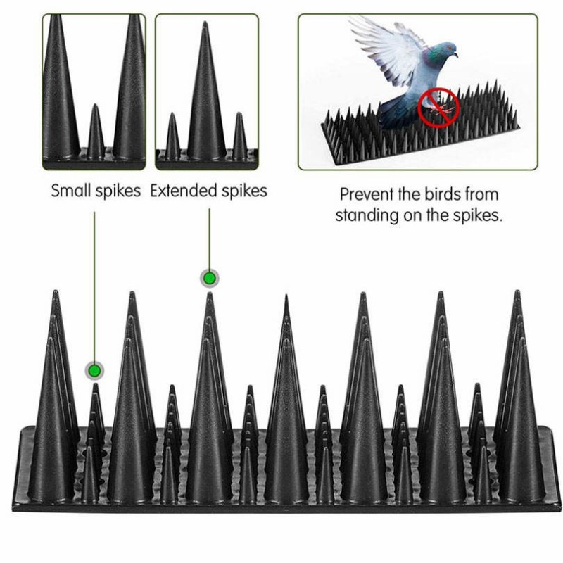 Eco-Friendly Anti-Pigeon & Cat Deterrent Humane Bird & Cat Control Adjustable for Ledges & Fences 30cm Heavy-Duty Plastic Bird Spikes (20PCS)