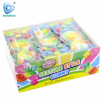 Hot Selling Yummy Rock Paper Scissors Gummy Soft Candy with Bubble Gum for Kids