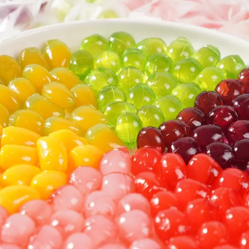 Wholesale Halal Sweet Fruit Flavor Mango/Peach/Lychee/Strawberry/Grapes/Banana Peeling Gummy Candy