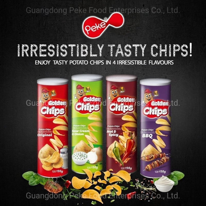 Peke Pringles and Lays Potato Chips in Tube