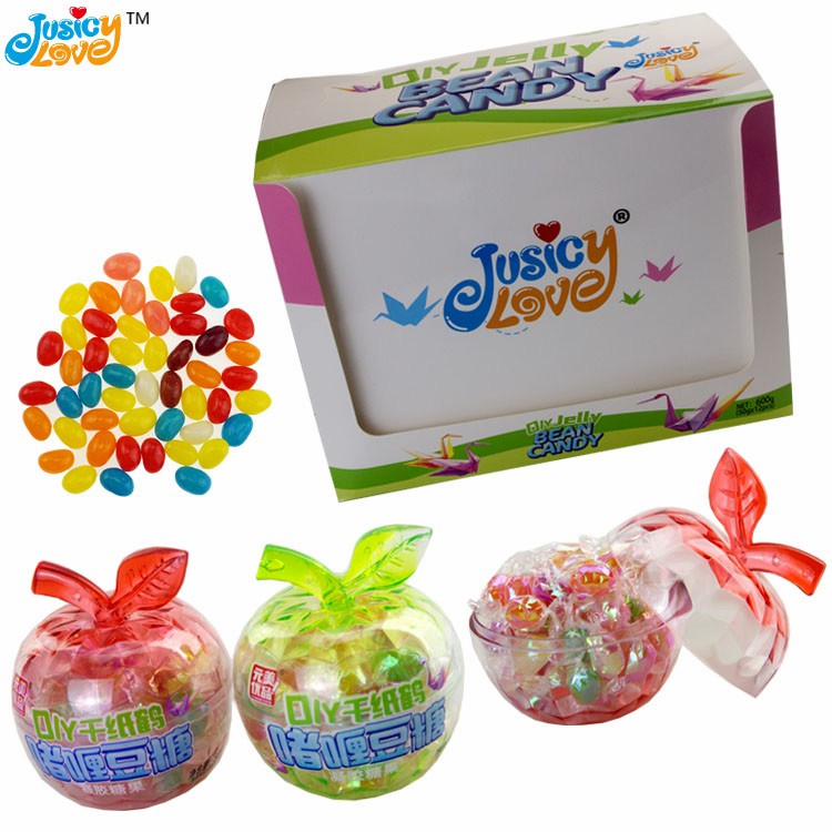 New Product Funny Apple Shape Colorful Mix Fruit Flavor Jelly Bean Soft Candy
