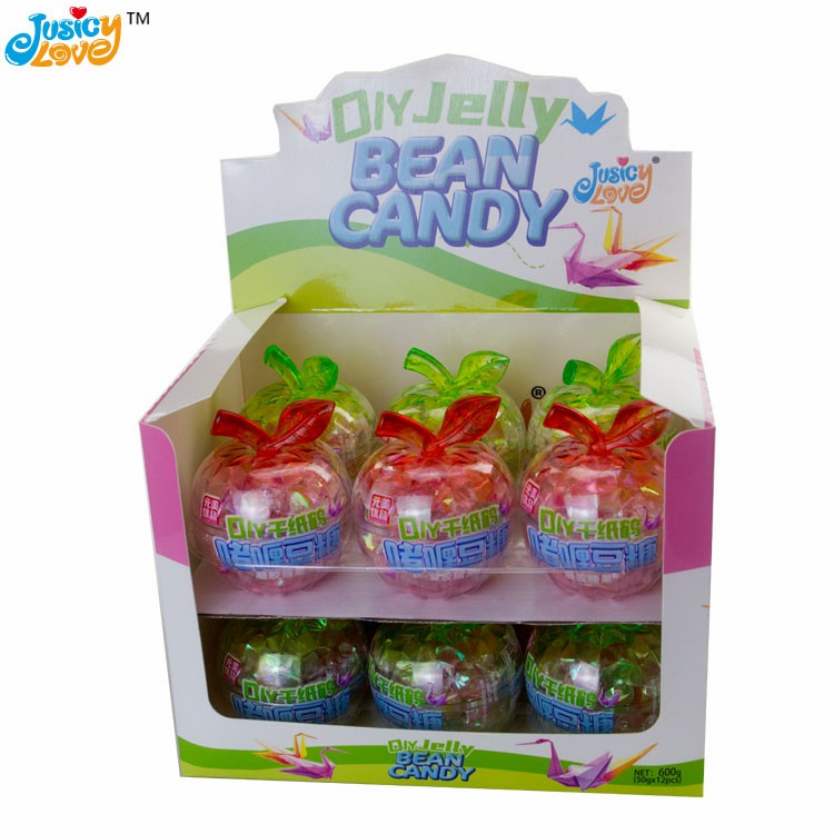New Product Funny Apple Shape Colorful Mix Fruit Flavor Jelly Bean Soft Candy