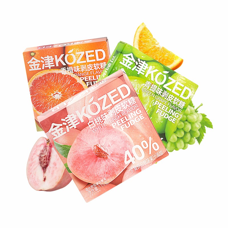 115g Square Box Peeling Gummy Individual Wrap Fruit Juice Soft Jelly Candy