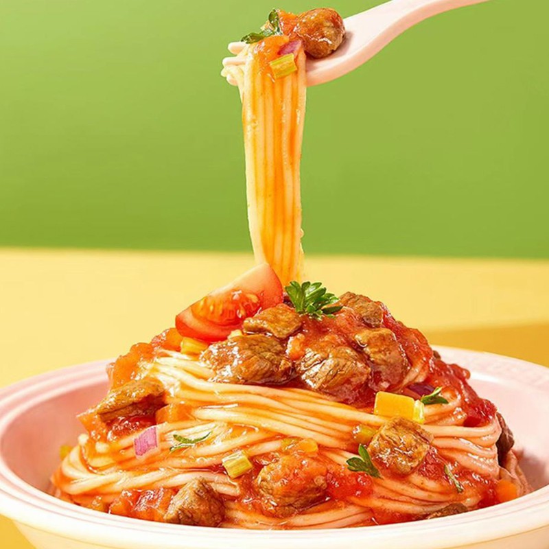 Children Spaghetti with Taiwan Style Gravy Sauce Fast Noodles
