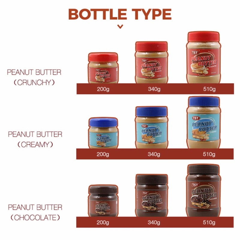 Factory OEM Halal Healthy No Additives No Sugar Bulk Natural Smooth Crunchy Creamy Chocolate Jam Jar Peanut Butter