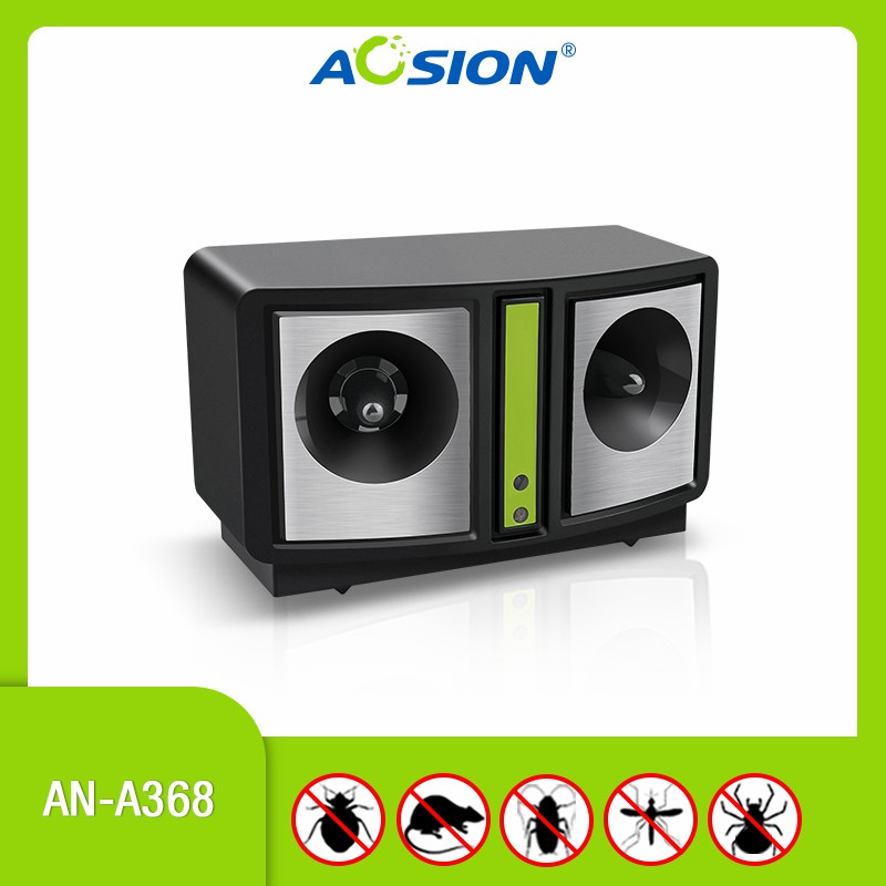 Indoor Livingroom Kitchen Dual Speakers Portable Electronic Ultrasonic Sensor Rodent Repellent Battery Pest Control Repeller for Mouse Rat Rodent Mosquito Fly