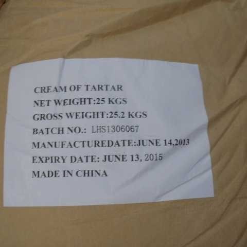 Factory Price High Quality Bulk Food Ingredient Bakery Additives Dough Raising Agent E336 CAS 868-14-4 Potassium Bitartrate Cream of Tartar