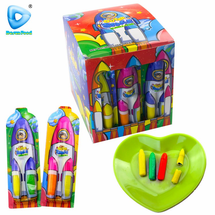 Wholesale Colorful Fruit Flavor Rocket Shape Sweet Bubble Gum with Filling