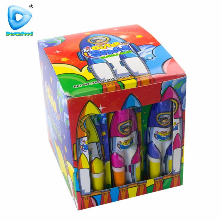 Wholesale Colorful Fruit Flavor Rocket Shape Sweet Bubble Gum with Filling