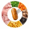 a Nutritionist Scientifically Combines a Balanced Mix of Meat and Vegetables with Chicken and Vegetables in Sausage Form.
