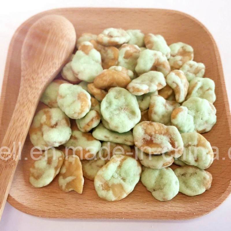 Wasabi Flavor Coated Fired Broad Bean Chips with Halal