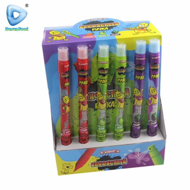Wholesale Custom Colorful Fruit Flavor Pen Toy Liquid Spray Candy