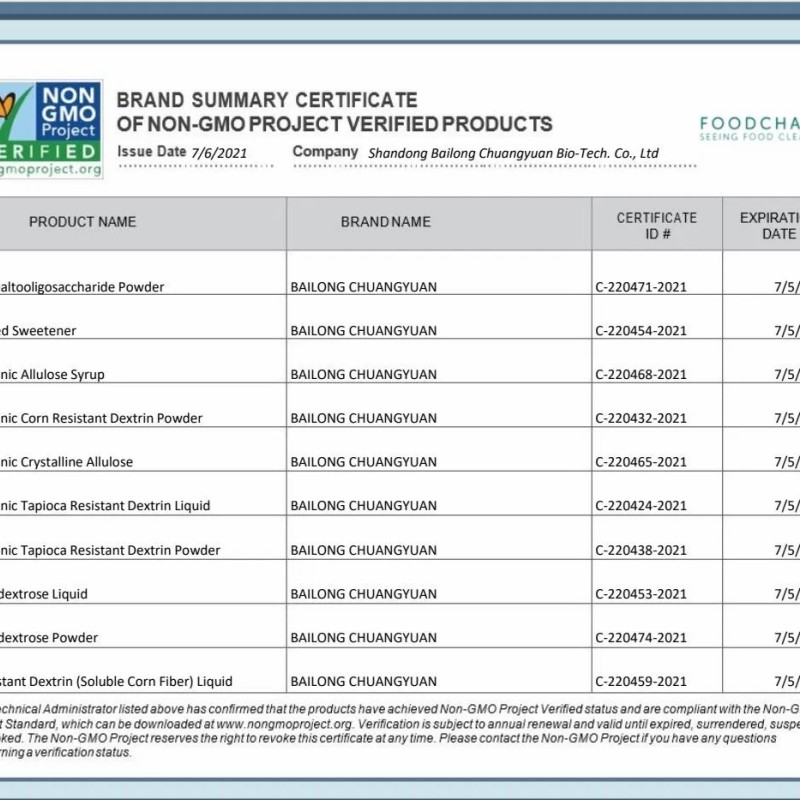 Local, Organic and Non-GMO Resistant Dextrin Soluble Fibers