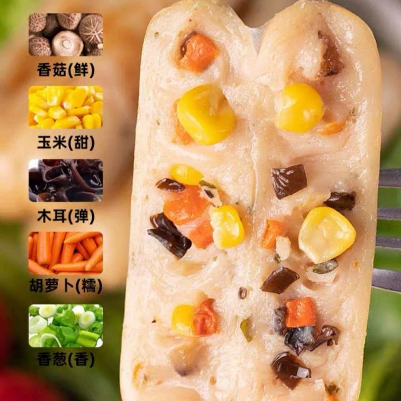 Selected Fresh Chicken Breasts and Fresh Vegetables Combined Into a Chicken and Vegetable Sausage