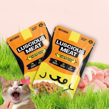 Grain-Free Cat Wet Food Pouch - 4 Flavors (Salmon/Tuna/Chicken) Meat Soup Snack