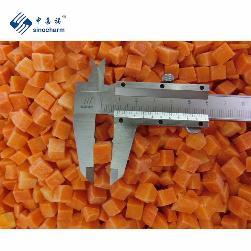 Sinocharm Kosher Diced Frozen Red Carrot Cut Cube IQF Carrot Dice