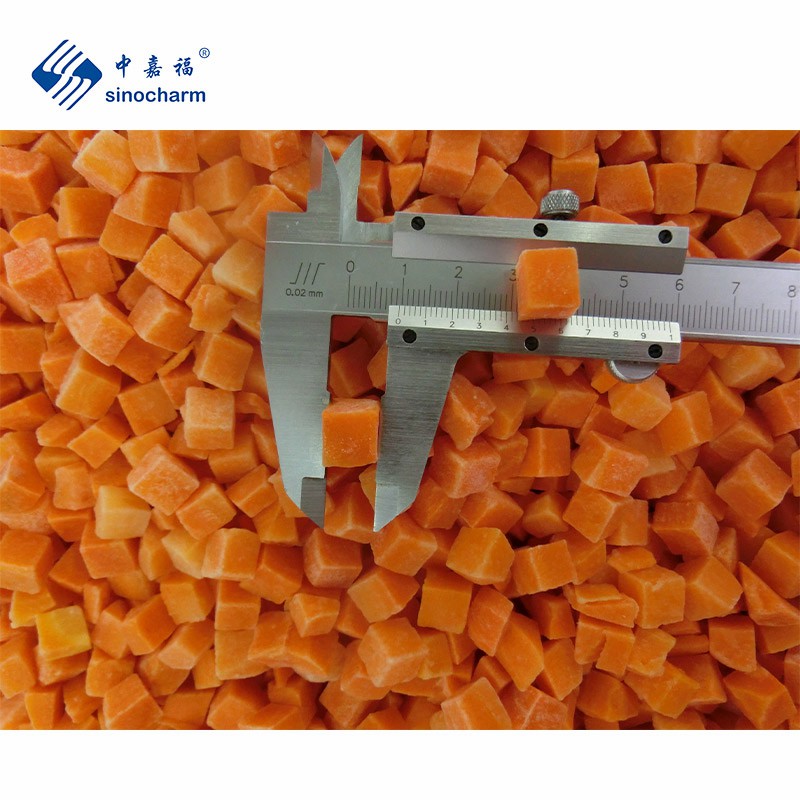 Sinocharm Kosher Diced Frozen Red Carrot Cut Cube IQF Carrot Dice