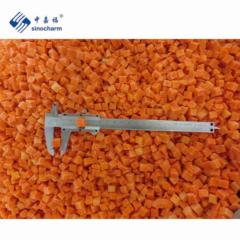 Sinocharm Kosher Diced Frozen Red Carrot Cut Cube IQF Carrot Dice