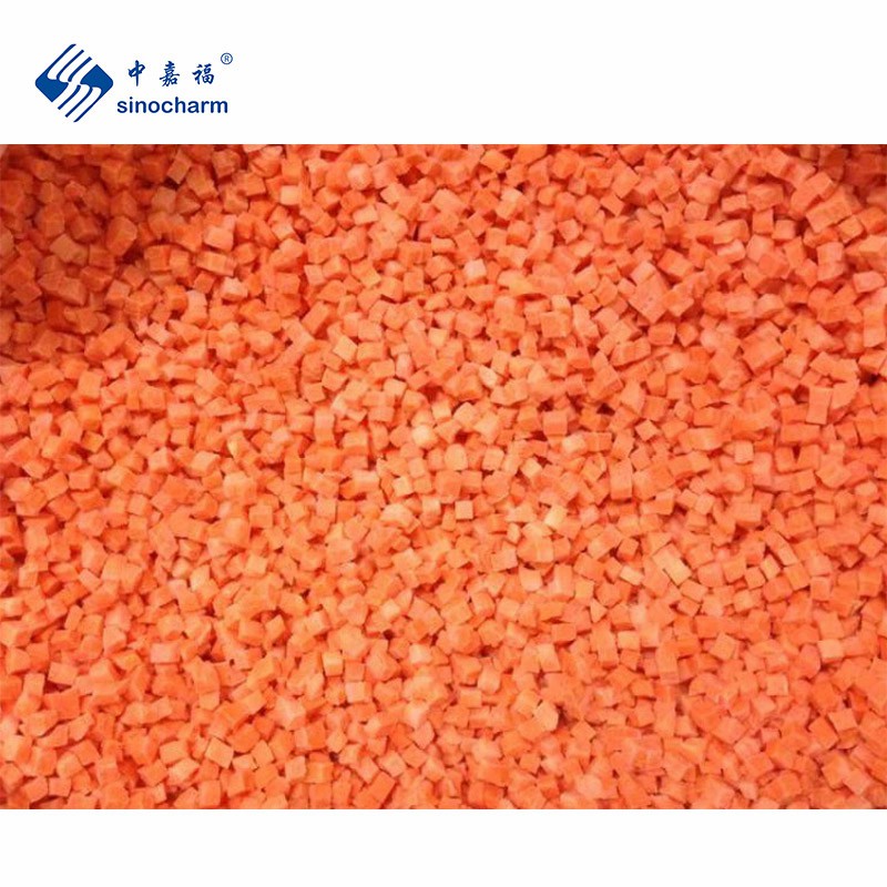 Sinocharm Kosher Diced Frozen Red Carrot Cut Cube IQF Carrot Dice