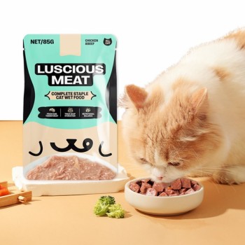 Cat 4 Flavors OEM/ODM Free Sample Design Wet Grain Pack Pet Snack