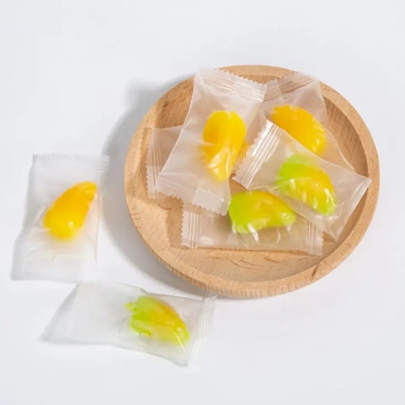 Factory Halal Mango Grape Sweet Peeling Soft Fruit Shaped Peeled Gummy Candy