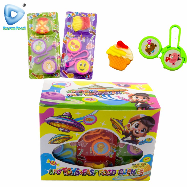 Hot-Selling Colourful Cartoon Flying Disc Toy with Gummy Soft Candy