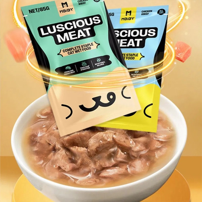 Factory Price 85g Cat Soup Wet Cat Food Various Flavors Meat Pouches Delicious Tasty Snaks for Cat