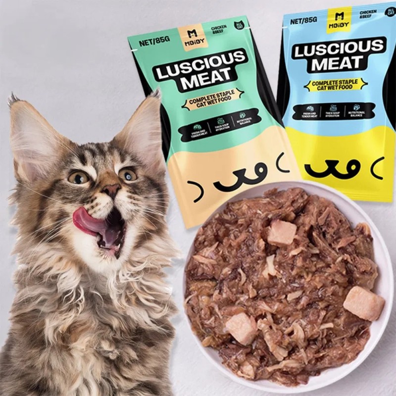 Factory Price 85g Cat Soup Wet Cat Food Various Flavors Meat Pouches Delicious Tasty Snaks for Cat