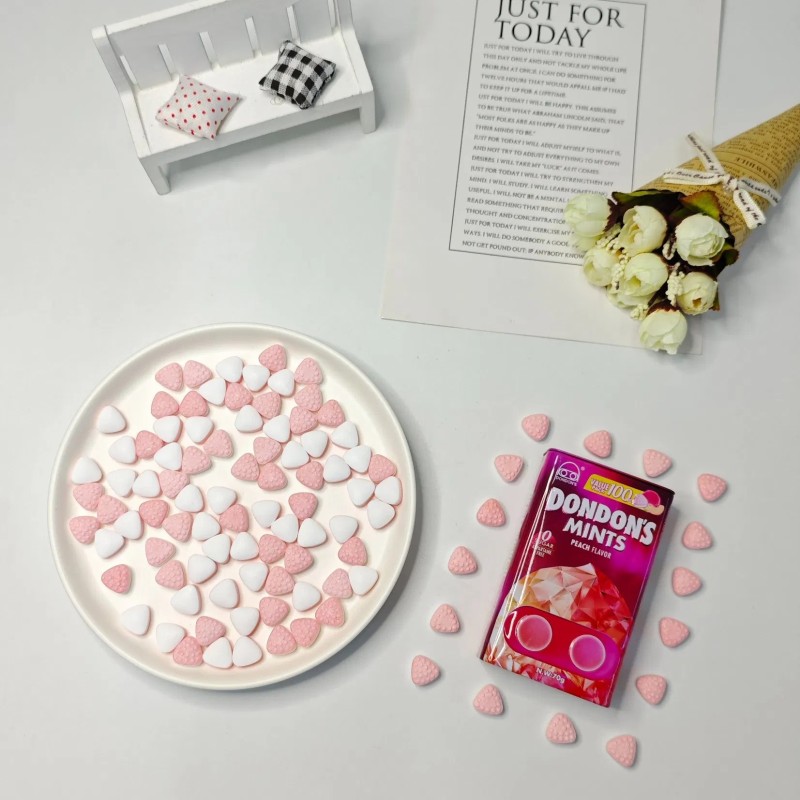 35g/70g Private Label Peach Flavor Candy Mint Shape Confectionery Sweets Snacks