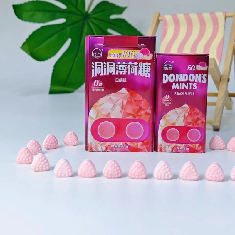 35g/70g Private Label Peach Flavor Candy Mint Shape Confectionery Sweets Snacks