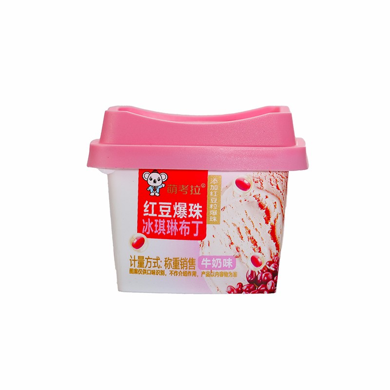 Mengkaola 90g Red Bean in Burst Gel Milk Pudding Ice Cream Pudding Dual Taste in-Mold Labeling Pudding New Zealand Milk Luxury Pudding