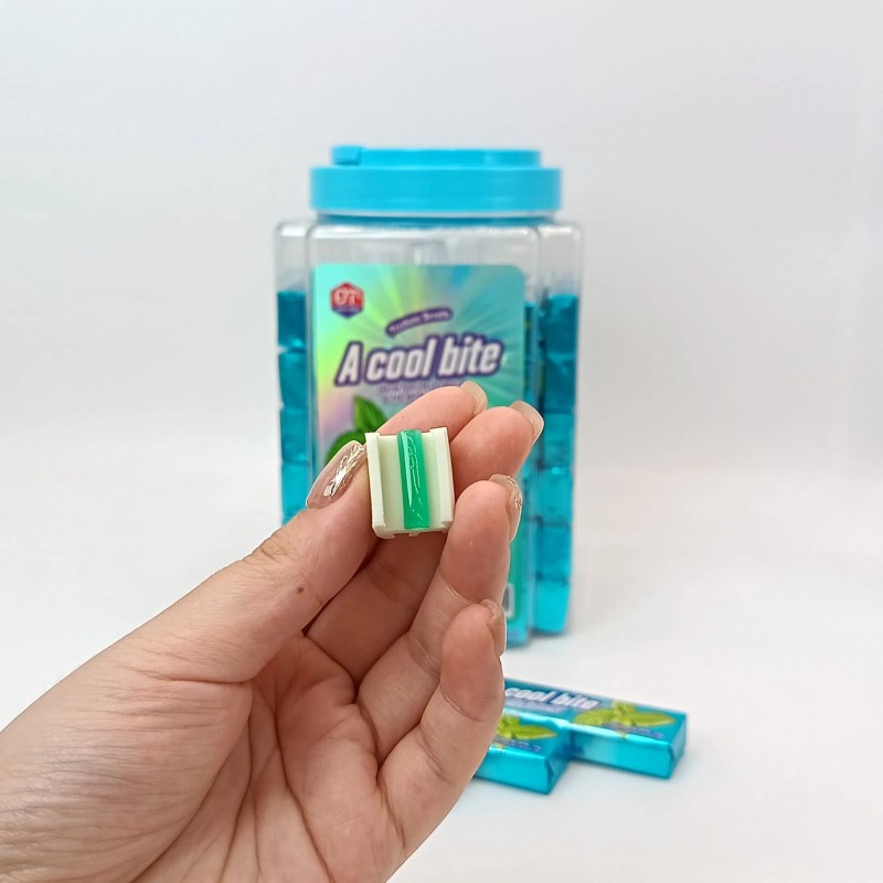 Laser Colorful Menthol Refreshing Long-Lasting Chewable Jelly Mint Bubble Gum