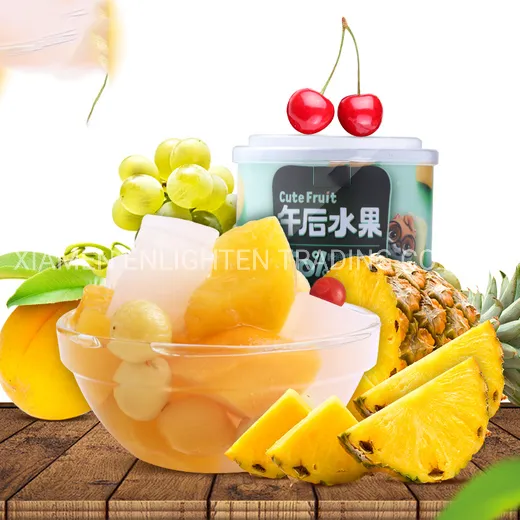 Easy Open Glass Jarred Fruits Cocktail in Light Syrup