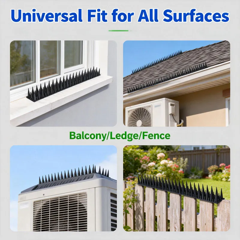 Eco-Friendly Anti-Pigeon & Cat Deterrent Humane Bird & Cat Control Adjustable for Ledges & Fences 30cm Heavy-Duty Plastic Bird Spikes (20PCS)