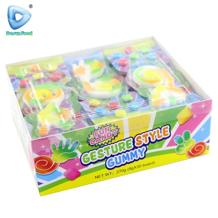 Hot Selling Yummy Rock Paper Scissors Gummy Soft Candy with Bubble Gum for Kids