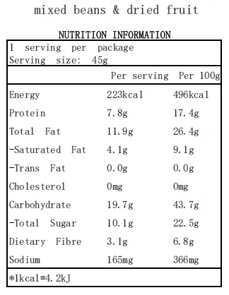Delicious Snack Mixed Beans & Nuts /Mixed Beans & Dried Fruit Support OEM/ODM Healthy Food