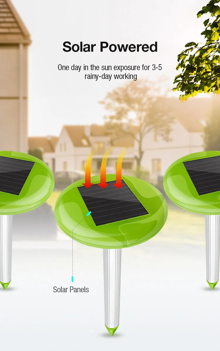 Ultrasonic Garden Light Pest Control Repeller for Snake Serpent Mouse Rat Rodent Mole Vole Control Animal Repellent