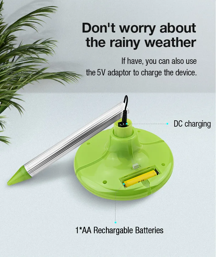 Ultrasonic Garden Light Pest Control Repeller for Snake Serpent Mouse Rat Rodent Mole Vole Control Animal Repellent