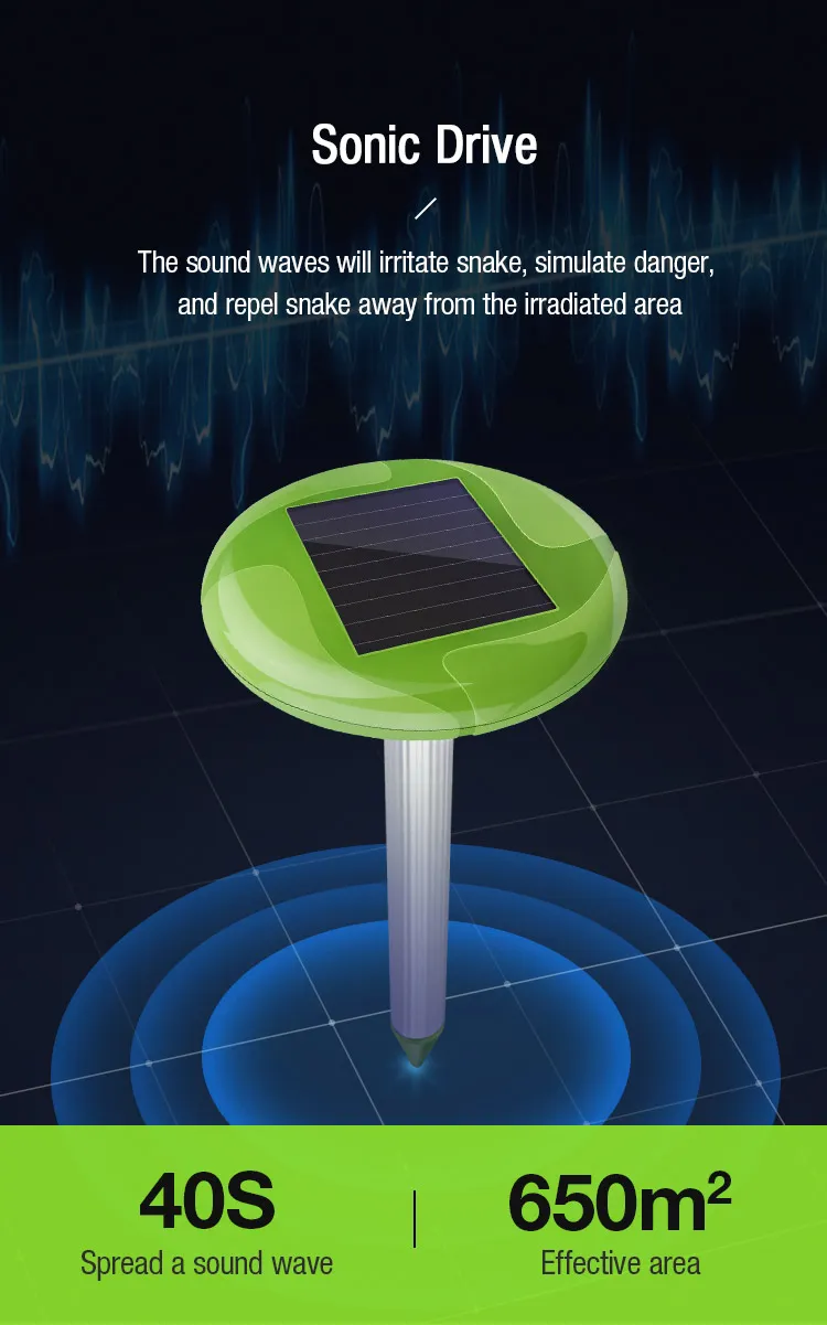 Ultrasonic Garden Light Pest Control Repeller for Snake Serpent Mouse Rat Rodent Mole Vole Control Animal Repellent