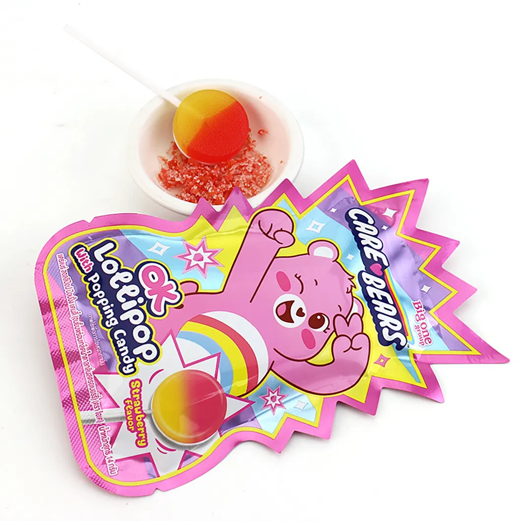 2-in-1 Round Flat Shaped Hard Lollipop with Popping Candy