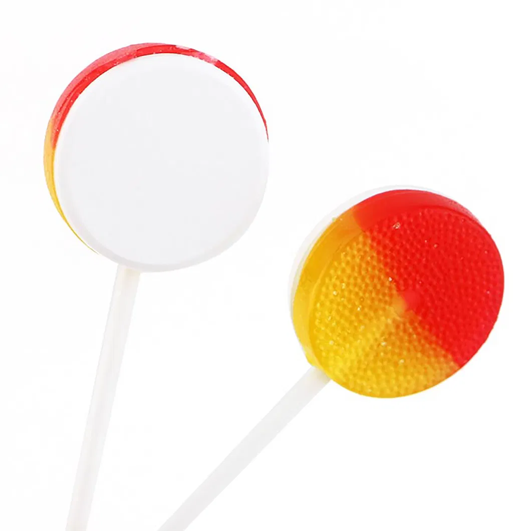 2-in-1 Round Flat Shaped Hard Lollipop with Popping Candy