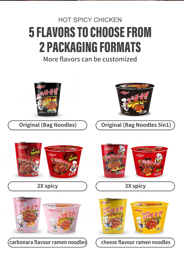 Chinmie Brand Wholesale Korean Spicy Ramen Noodles Carbonara Flavor Cup Instant Noodles