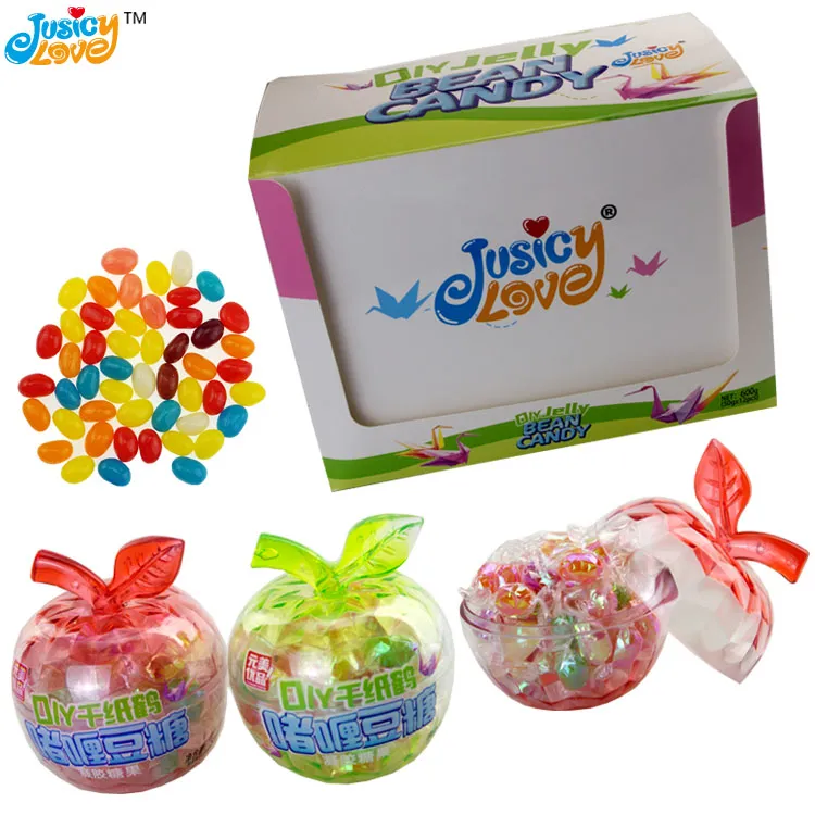 New Product Funny Apple Shape Colorful Mix Fruit Flavor Jelly Bean Soft Candy