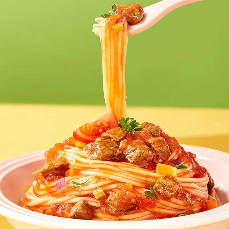 Children Spaghetti with Taiwan Style Gravy Sauce Fast Noodles