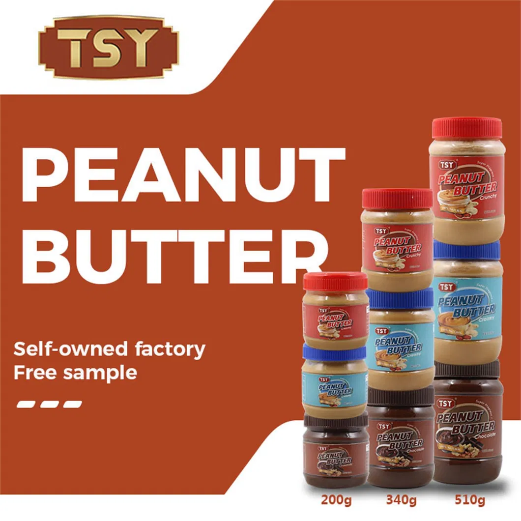 Factory OEM Halal Healthy No Additives No Sugar Bulk Natural Smooth Crunchy Creamy Chocolate Jam Jar Peanut Butter