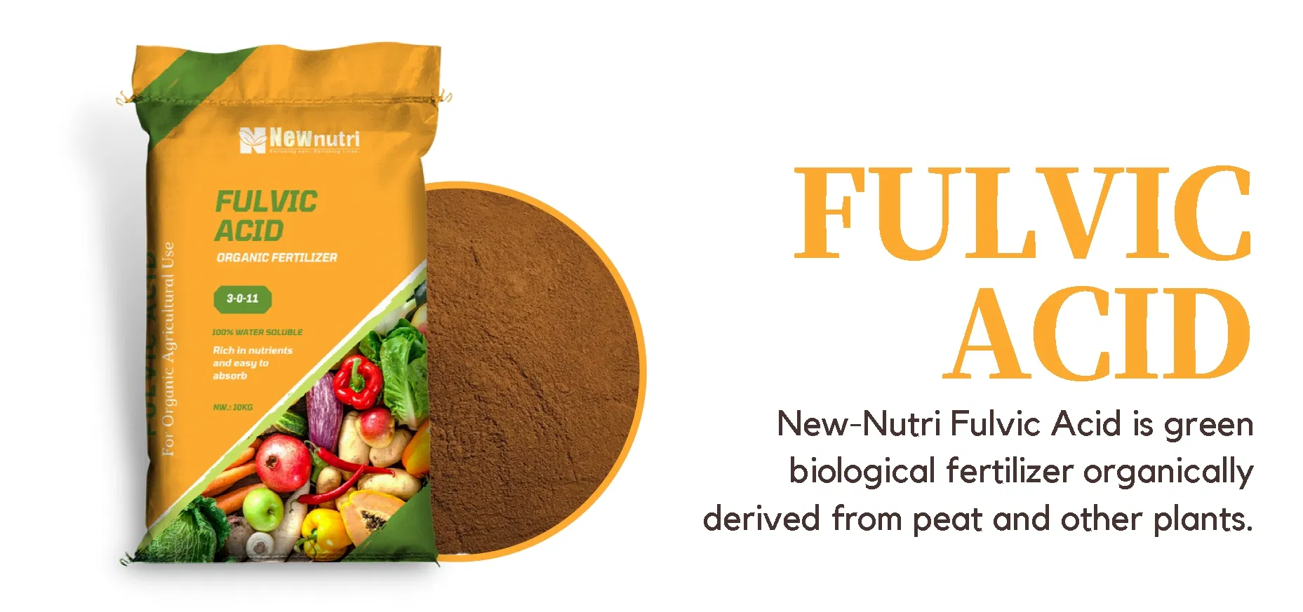 100% Water Soluble Plant Fulvic Acid Powder as Foliar Spraying