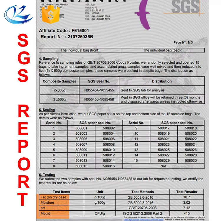 Food Grade Alkalized Cocoa Powder Fat in 25kg Bags