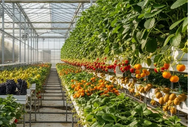 Sturdy Multi-Span Film Greenhouse for Year-Round Agricultural Use