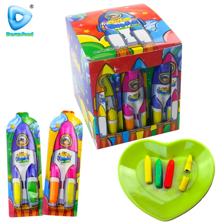 Wholesale Colorful Fruit Flavor Rocket Shape Sweet Bubble Gum with Filling